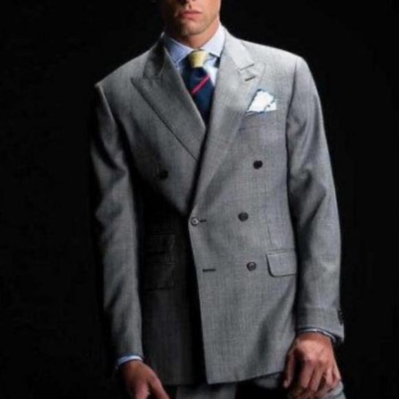 Vintage A.Gold&Sons Men’s Blazer Double Breasted Pinstripe 100% Wool Gray Sz 54L - Picture 1 of 12
